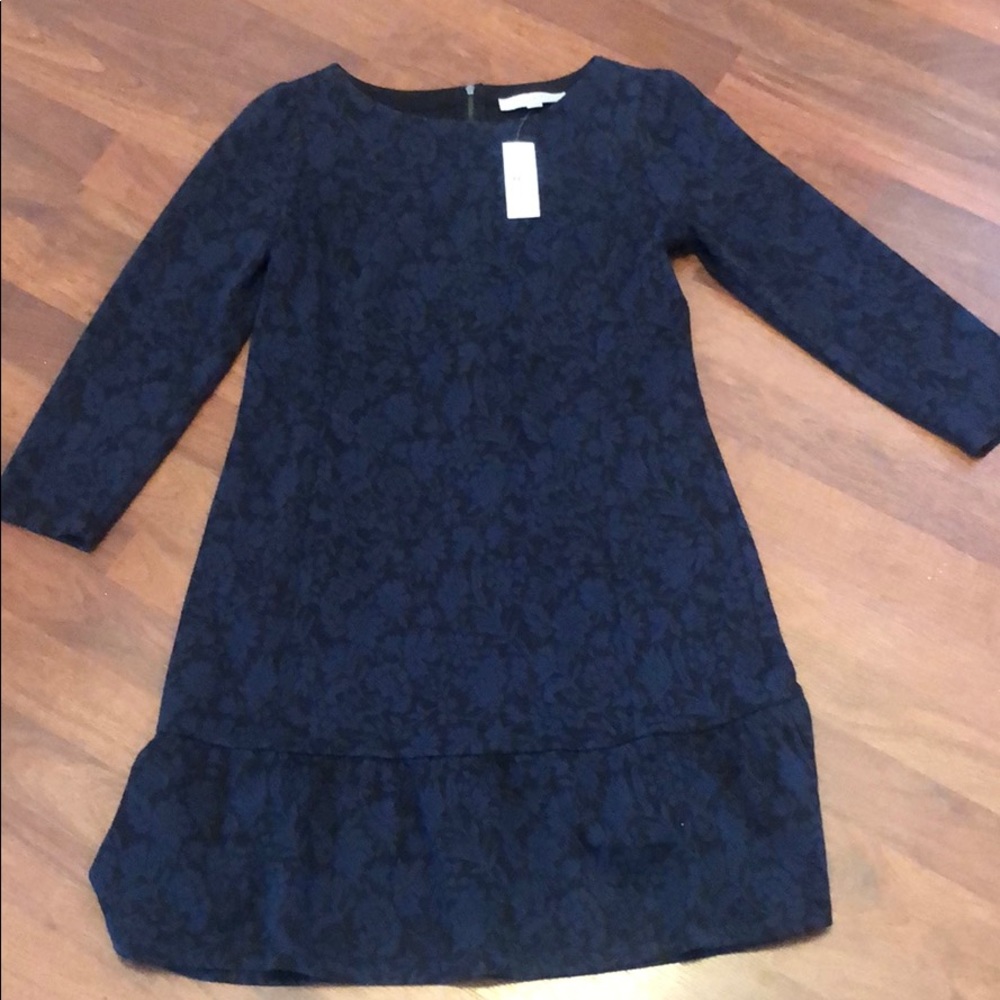 Navy & Black Floral Dress - Size 6